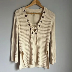 Torn by Ronny Kobo Cream Lace Sweater